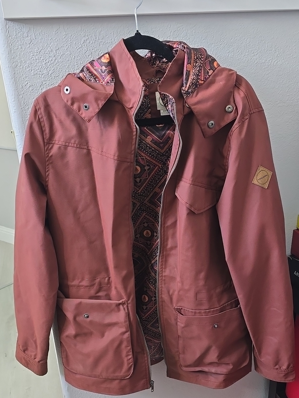 Mens Volcom Rust-Red Light Snow Windbreaker Jacket Snowboard Medium M